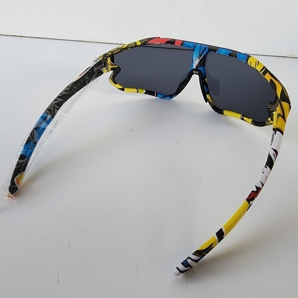 NWT Black Multicolor Full Coverage Sport Sunglasses - Picture 6 of 11